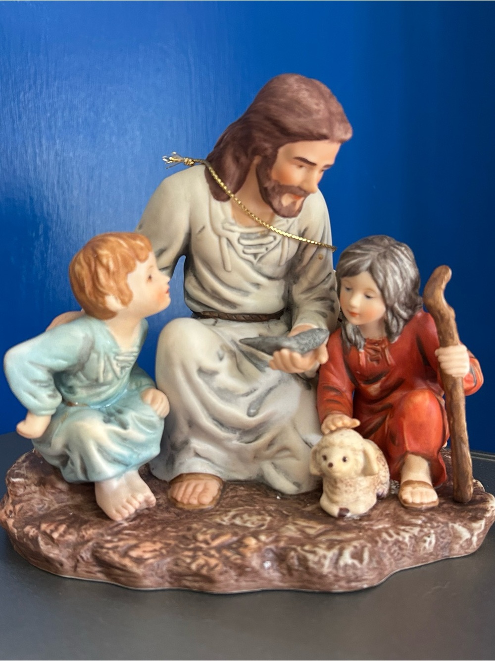 Homco Cream Porcelain Figurine Base with 'The Fisherman' Marking